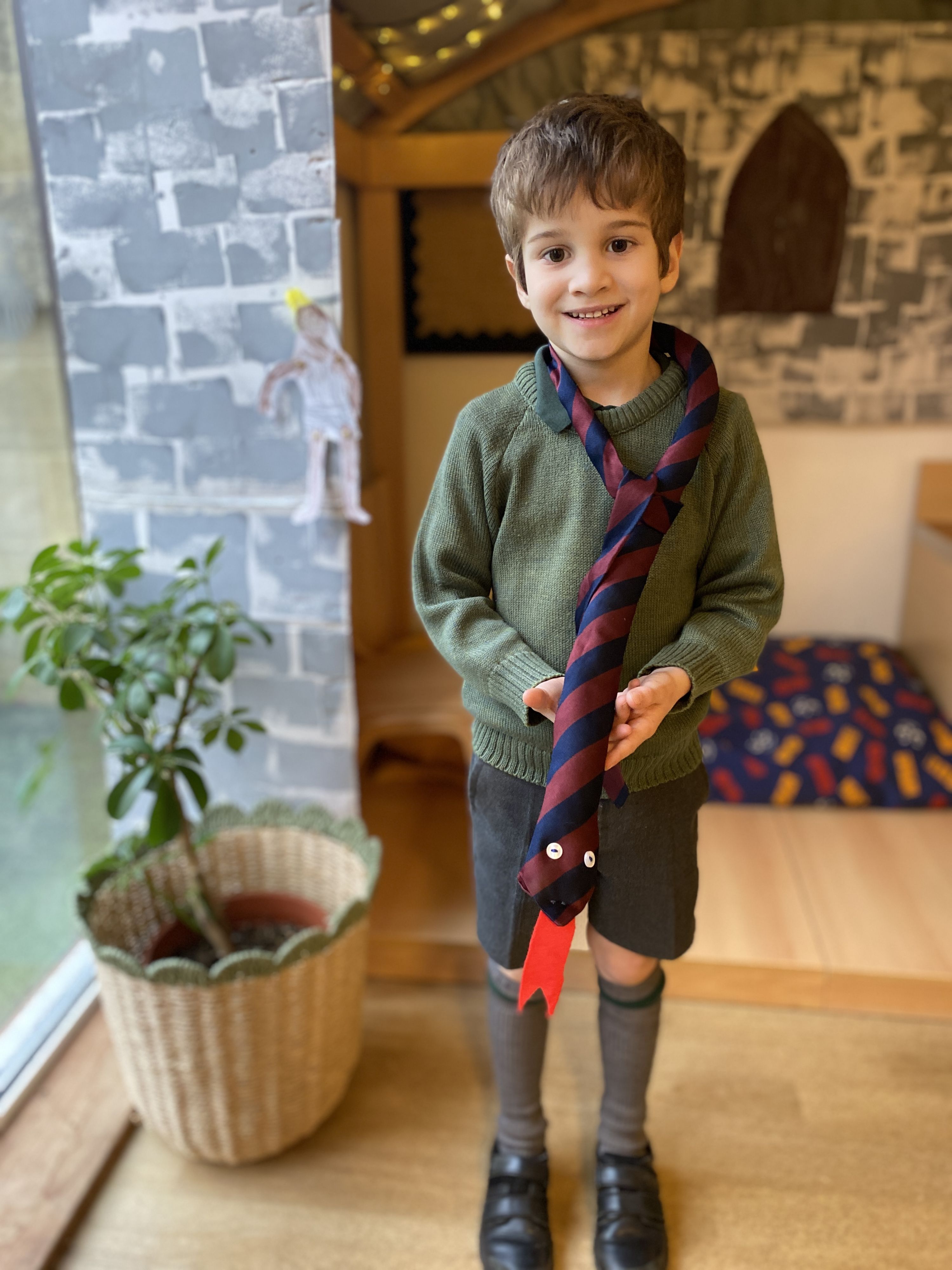 boy with homemade snake