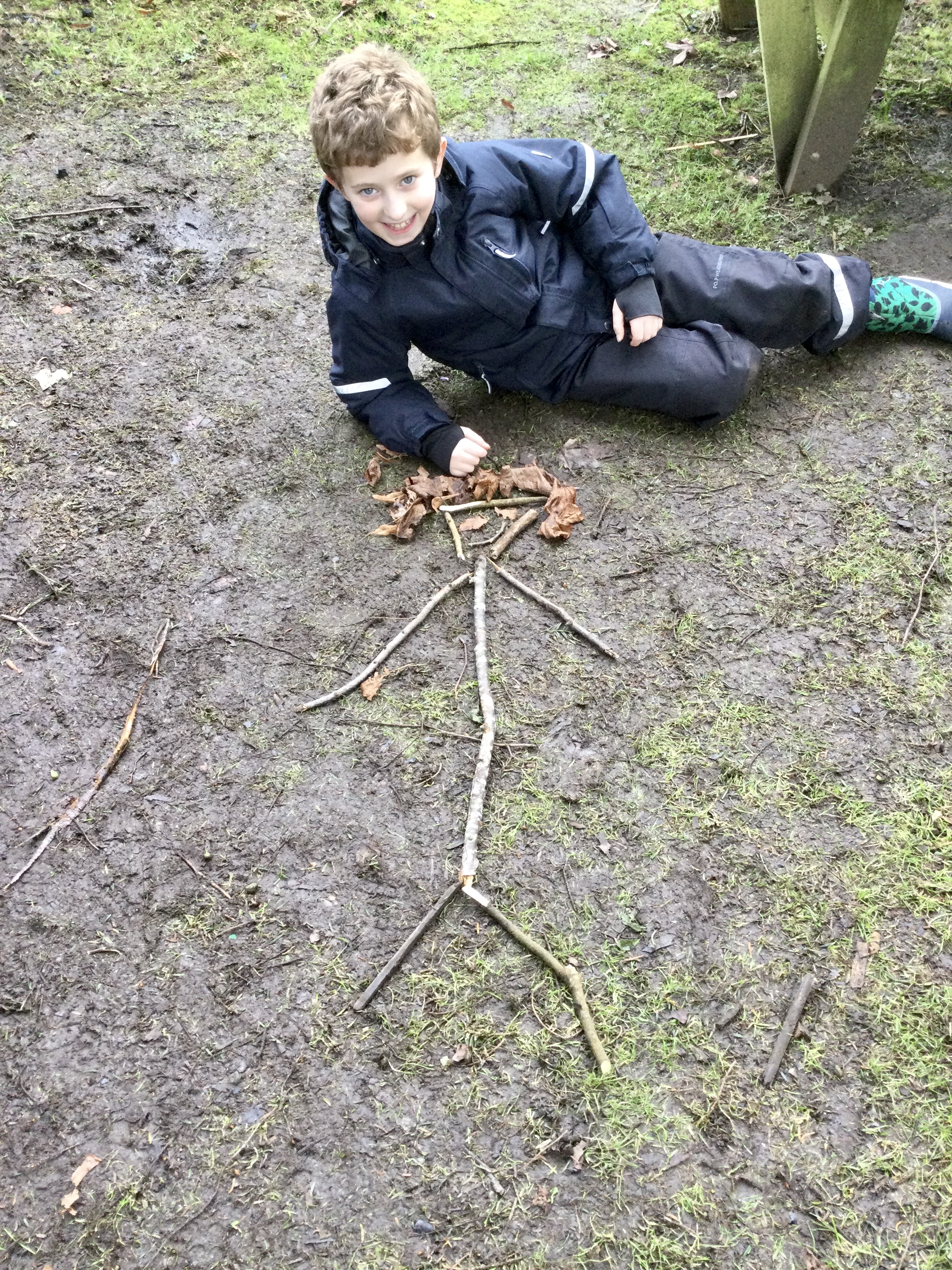 boys creating image of Mother Nature