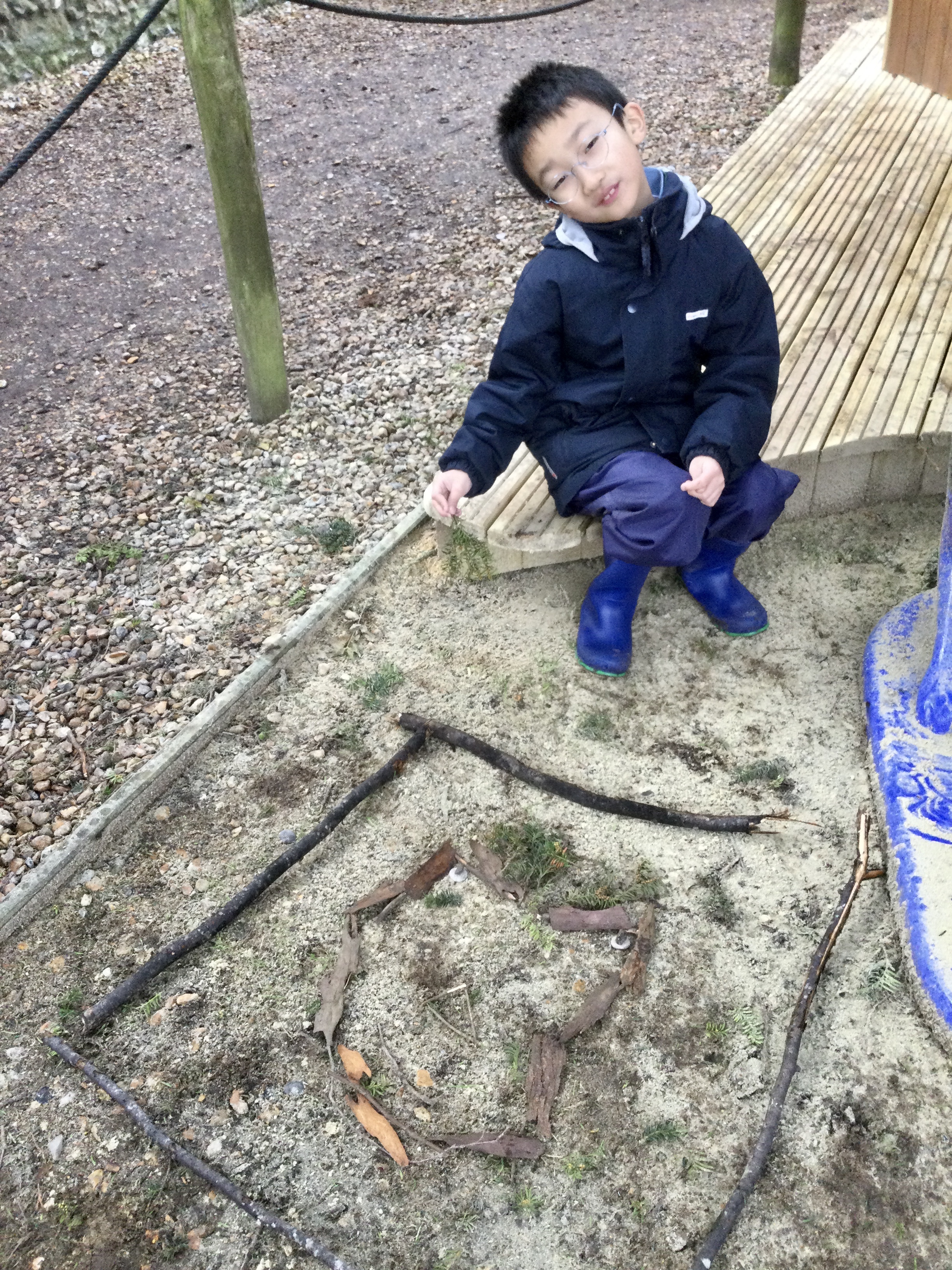 boys creating image of Mother Nature