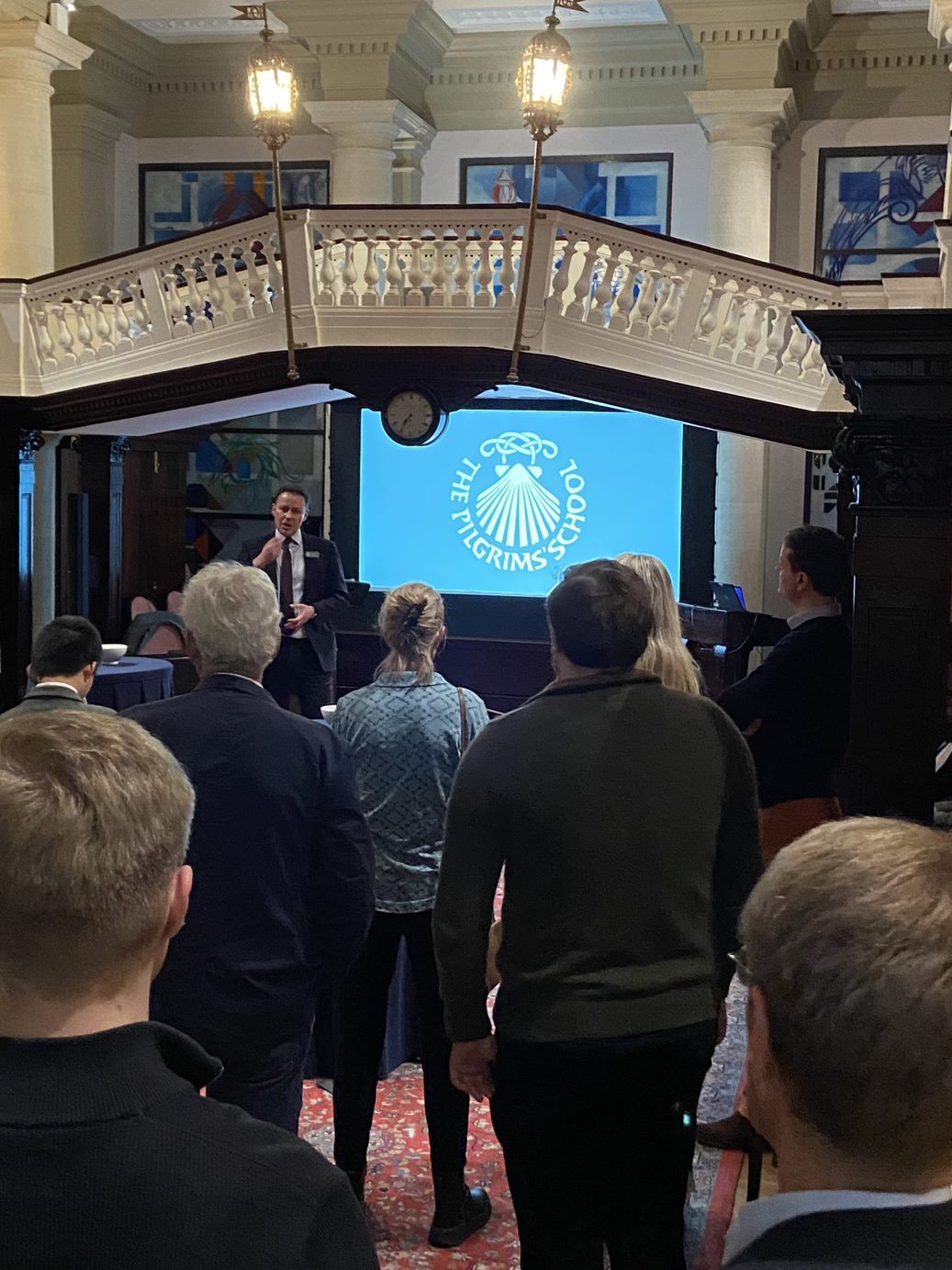 Headmaster speaking at London drinks reception