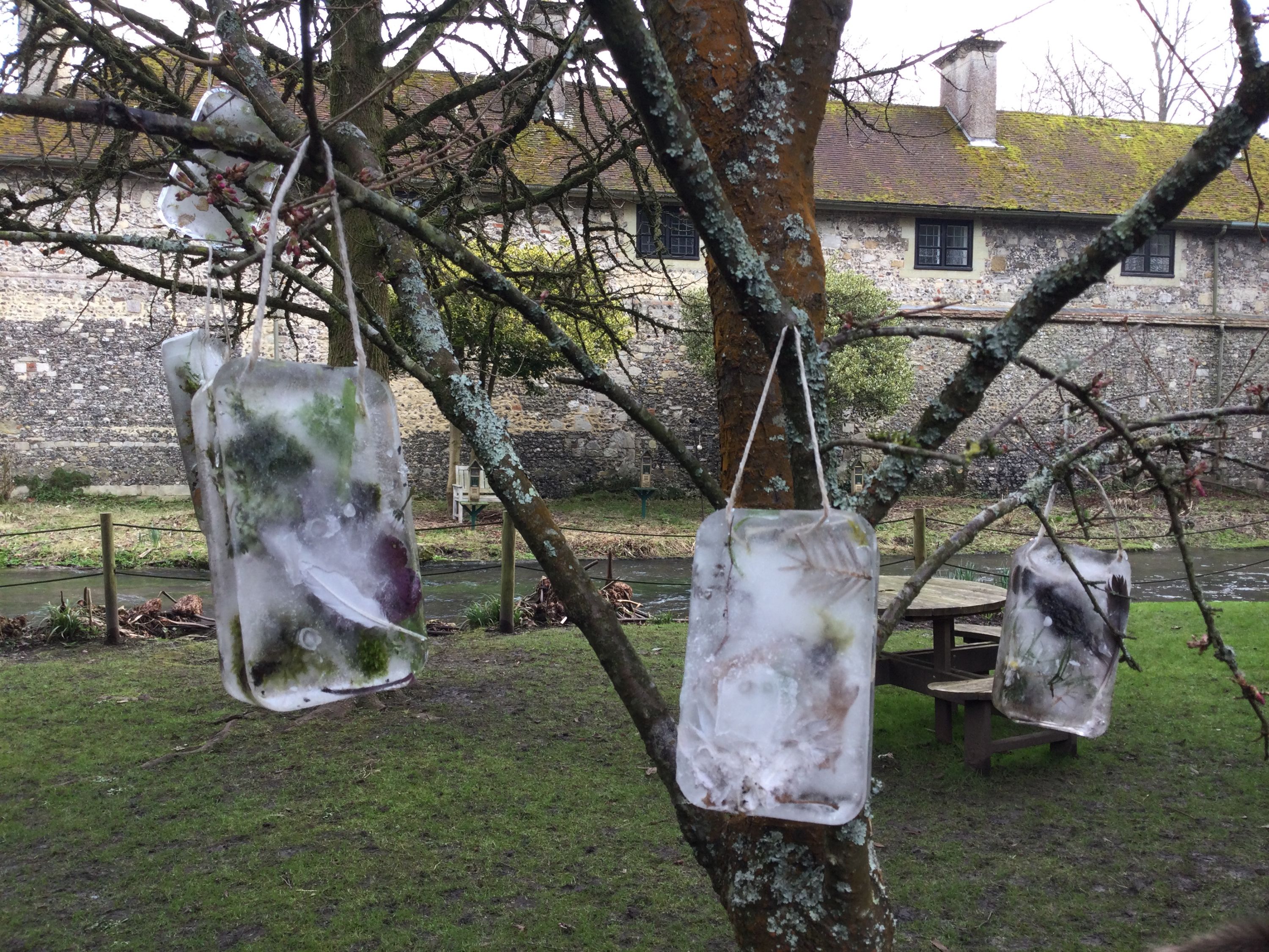 hanging ice art close-up