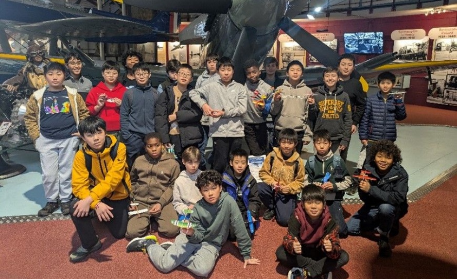 Group of boys at Solent Sky Museum